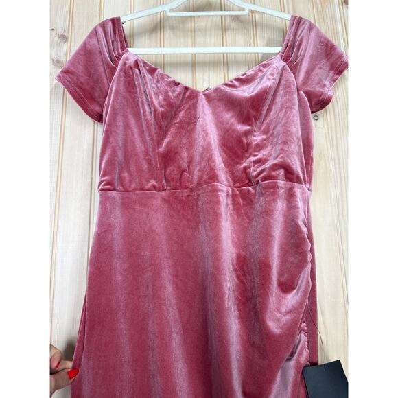 NWT Lulus Glorious Celebration Pink Velvet Off-the-Shoulder Maxi Dress Gala Sz L - Picture 5 of 8